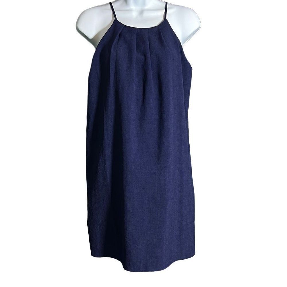 Monteau Women's Spaghetti Pleated Blue Mini Shift Dress Size XS